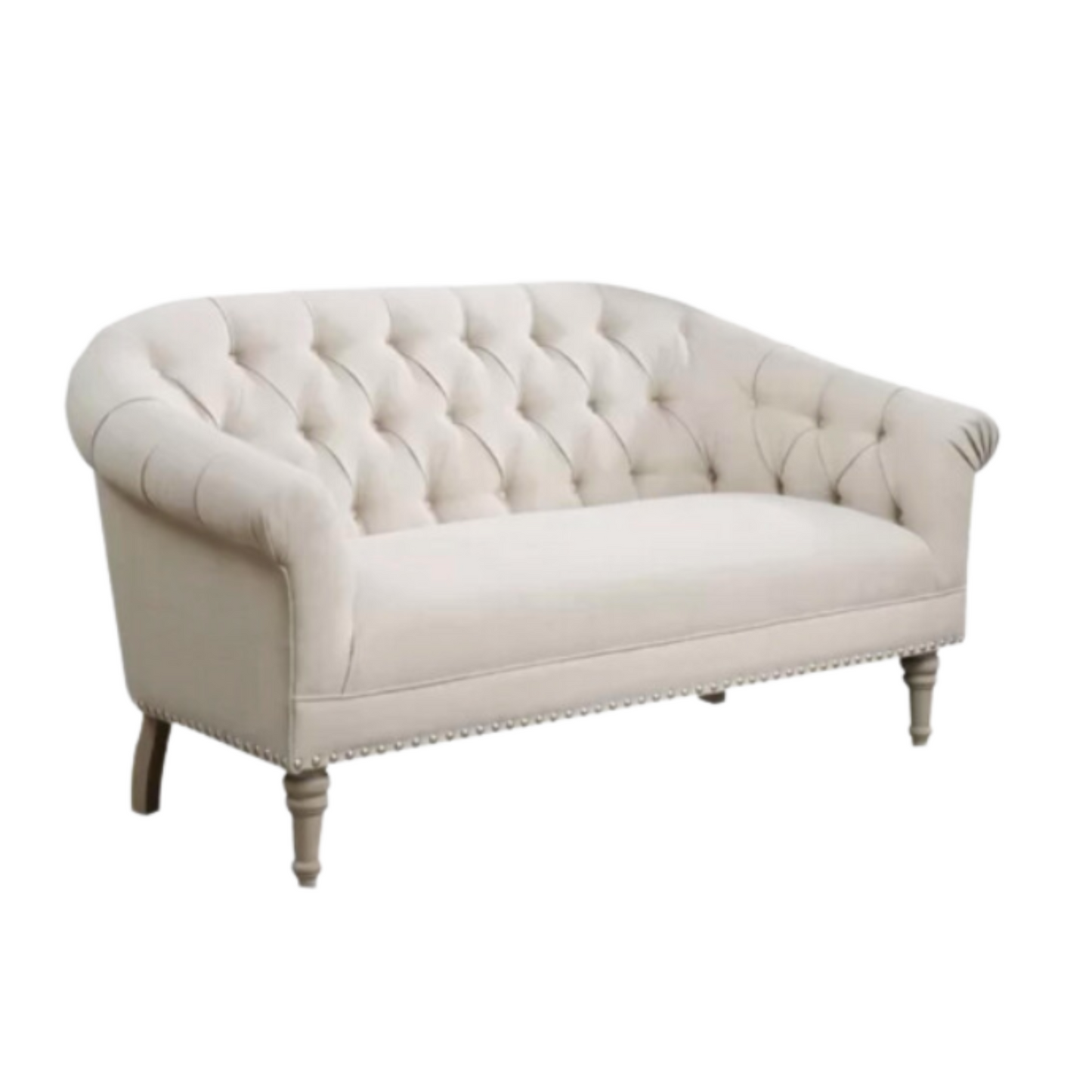Cream upholstered settee enhancing wedding decor at Magnolia Venue in Pigeon Forge.