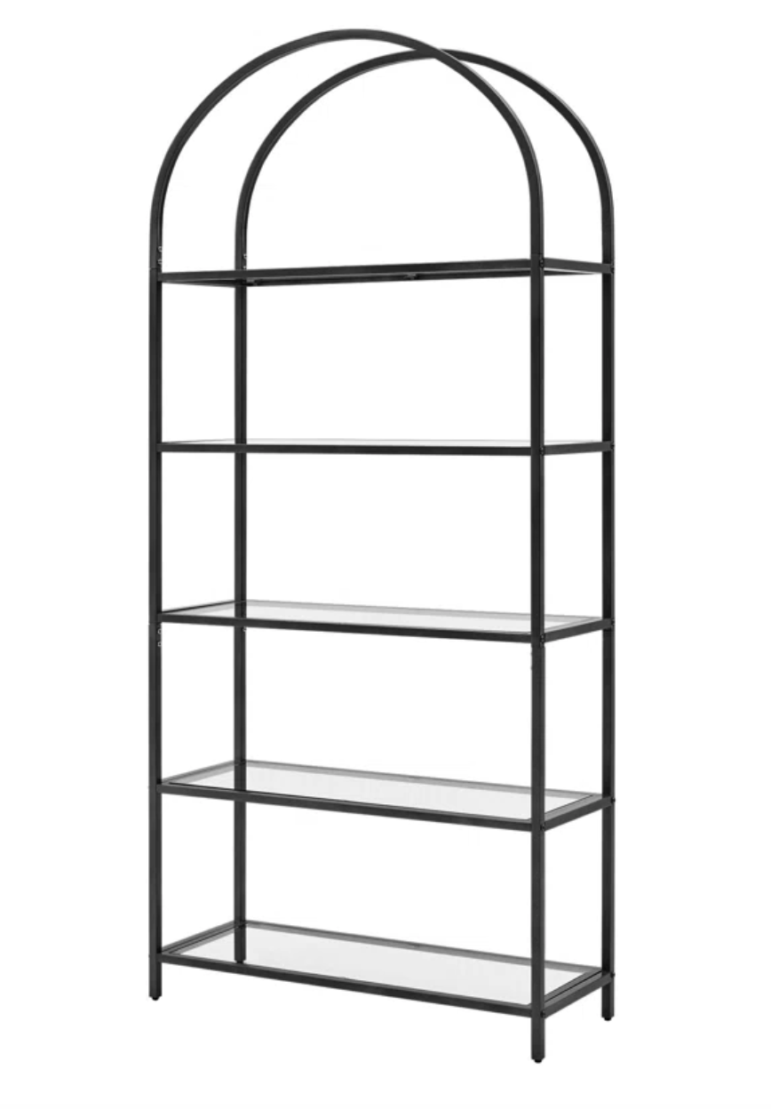 5-Tier Black Glass Shelf